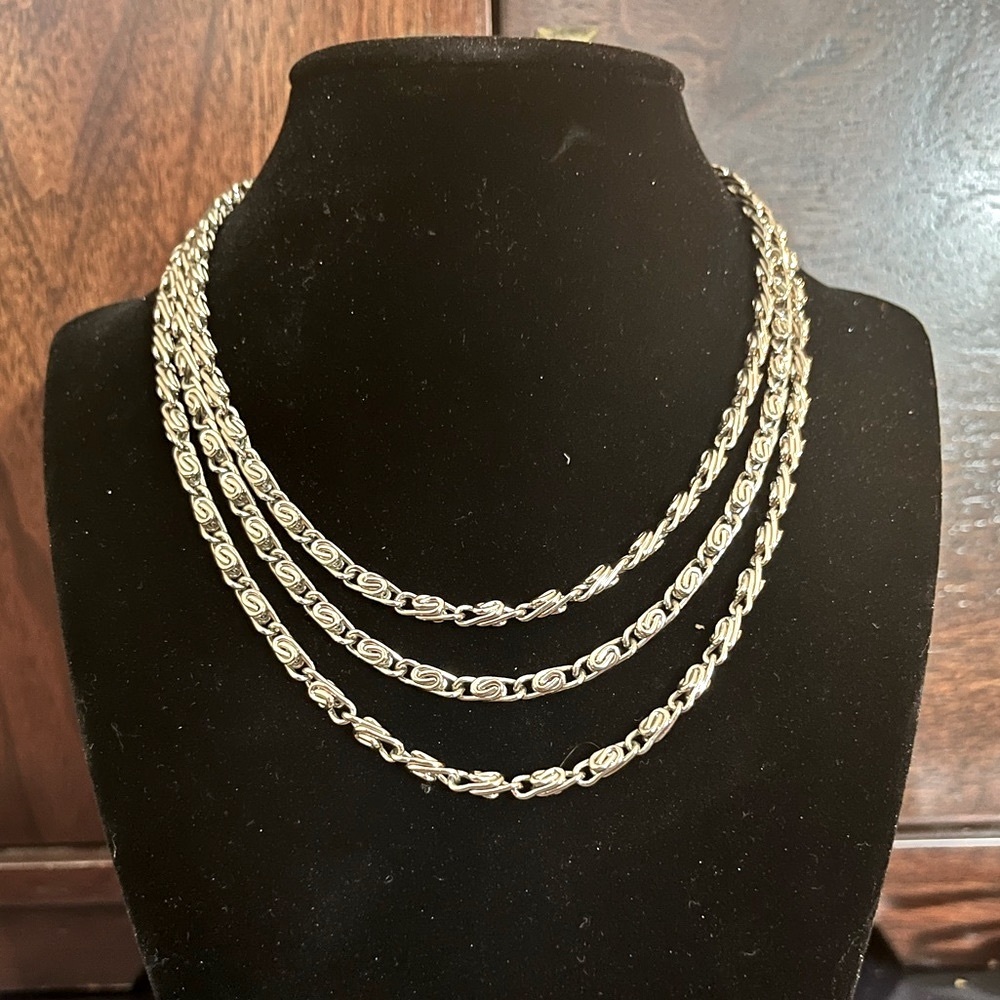 Extra Long Silver Single Double or Triple Necklace - Picture 5 of 5